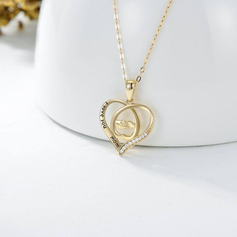 14k Solid Gold "I Love You Mom" Pendant